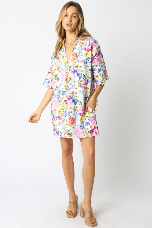 Riley Floral Denim Dress