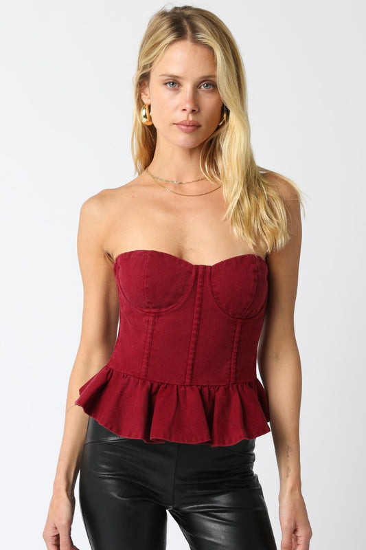 Macie Maroon Corset Top