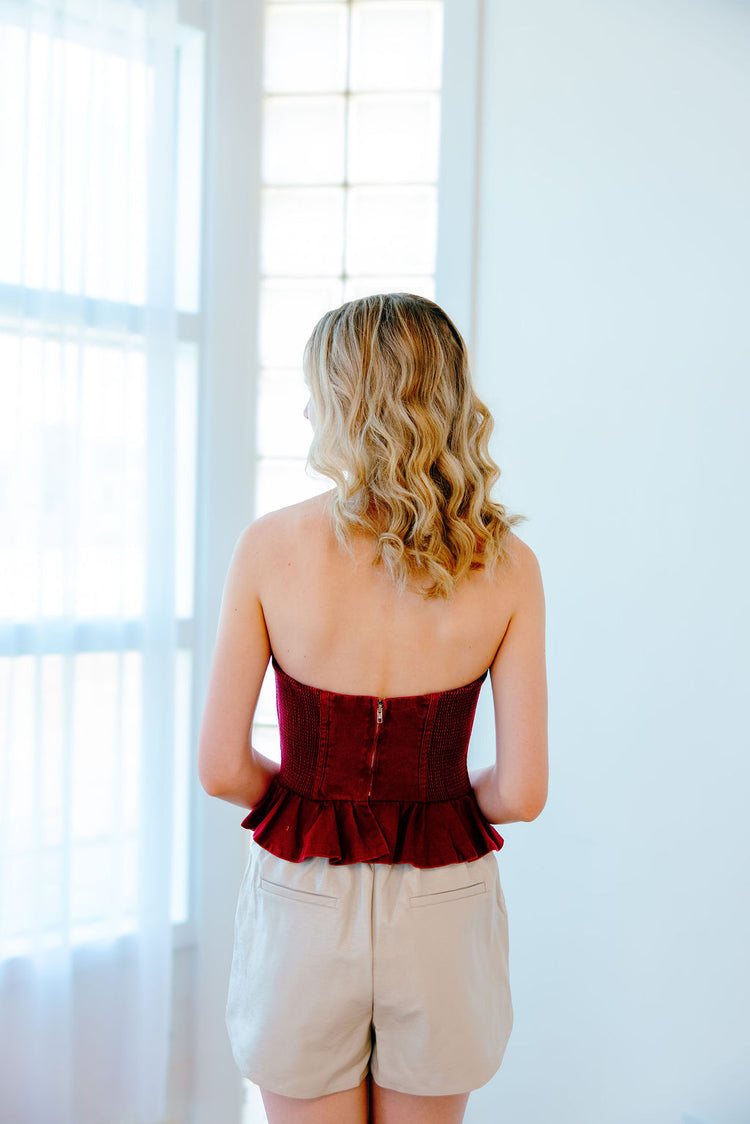 Macie Maroon Corset Top
