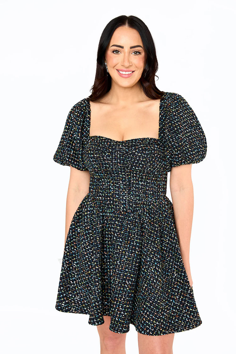 BuddyLove - Romeo Tweed Puff Sleeve Mini Dress