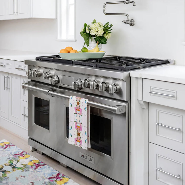 Monet's Garden Pink Tea Towel - Laura Park