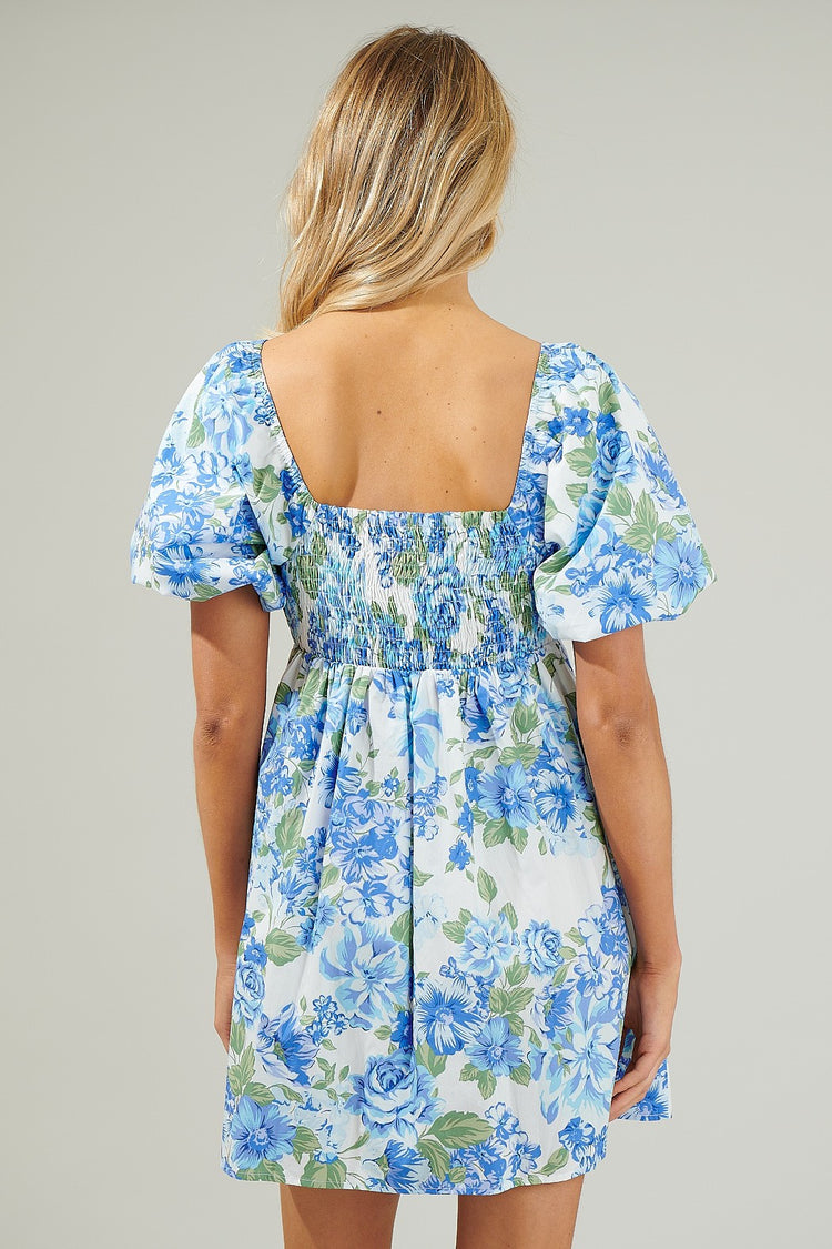 Summer Blues Floral Mini Dress