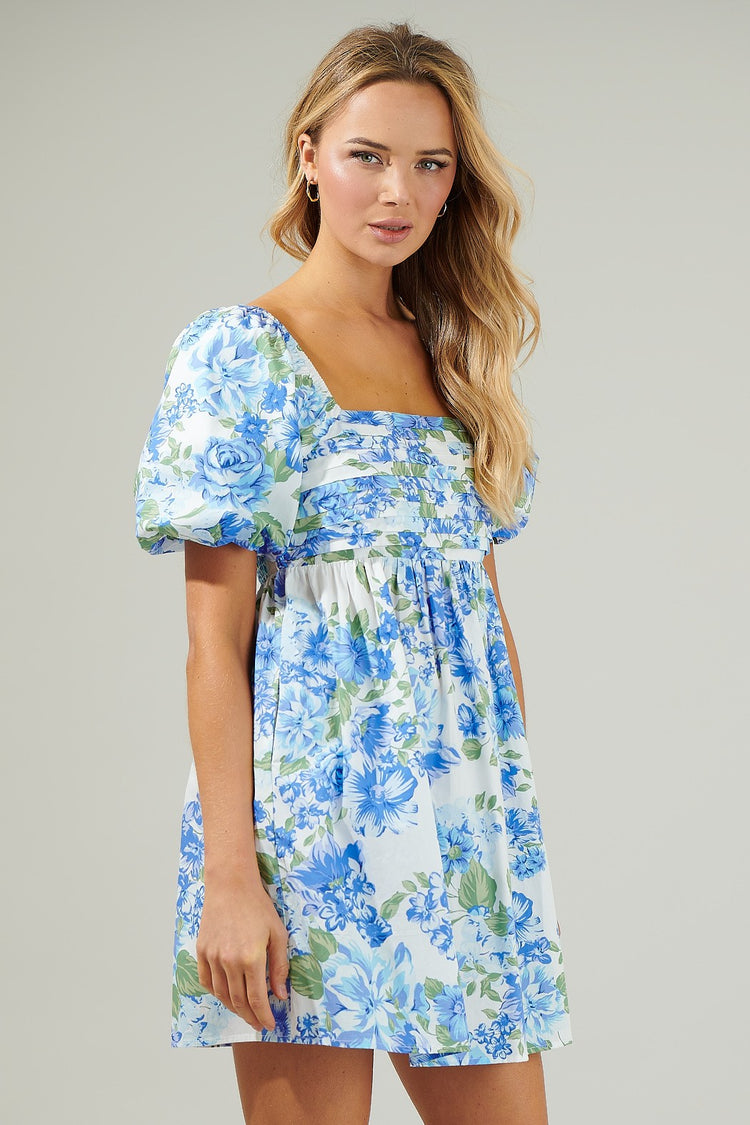 Summer Blues Floral Mini Dress