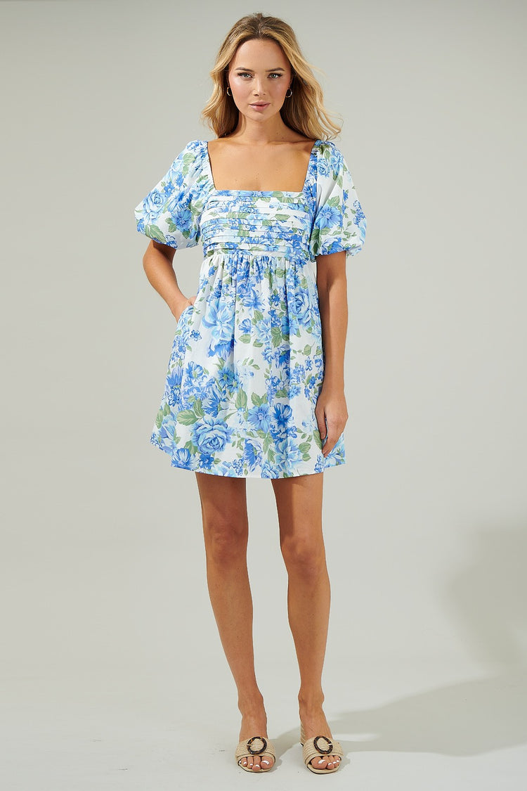 Summer Blues Floral Mini Dress