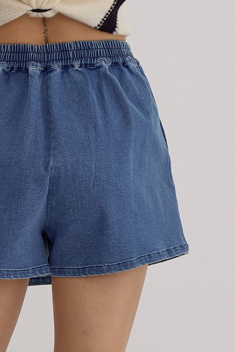 Blue Braided Bow Denim Skort