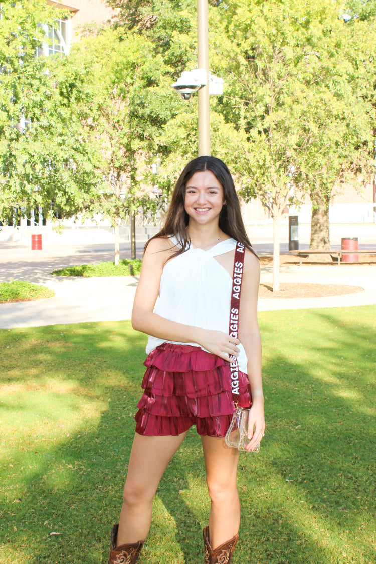 White Satin Twist Halter Blouse