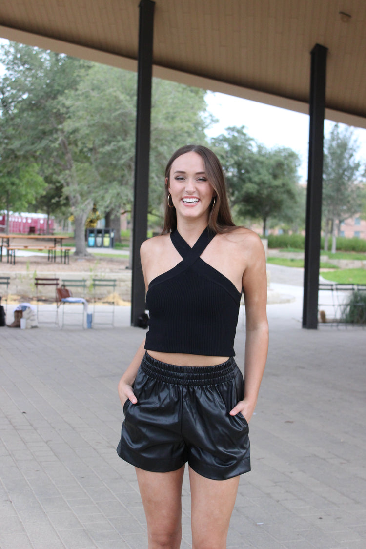 Black Halter Crop Top