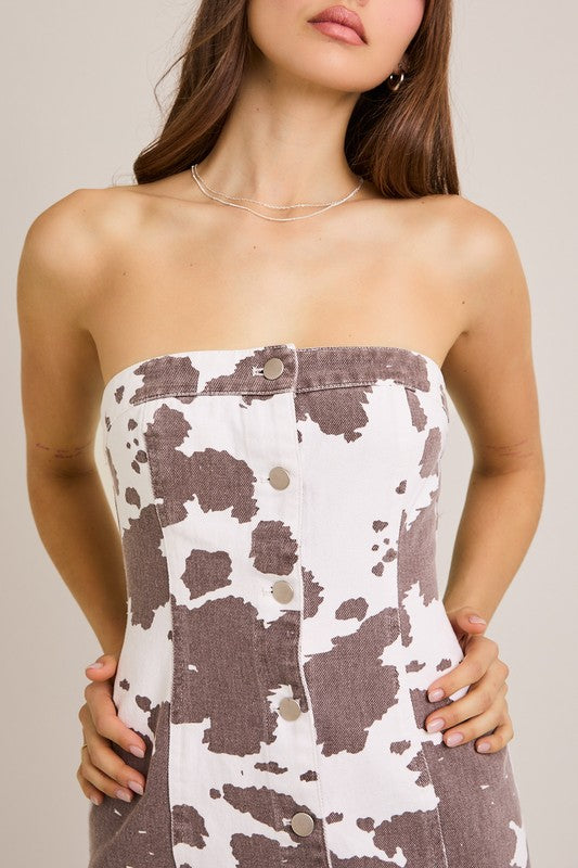Texas Cow Print Mini Dress