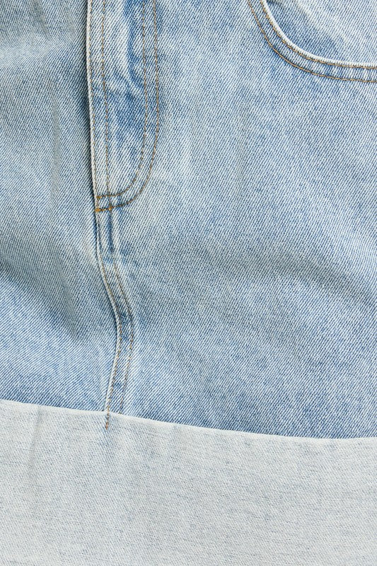 Daisy Cuffed Denim Mini Skirt