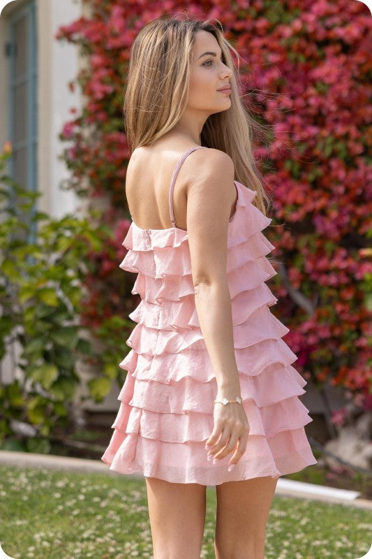 Posie Pink Ruffled Mini Dress