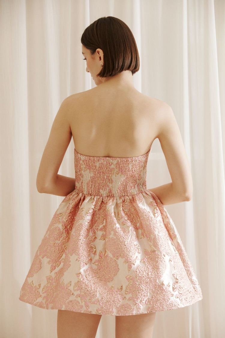 Anneliese Pink and Gold Brocade Dress