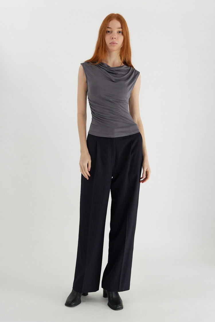 Charcoal Cowl Neck Top