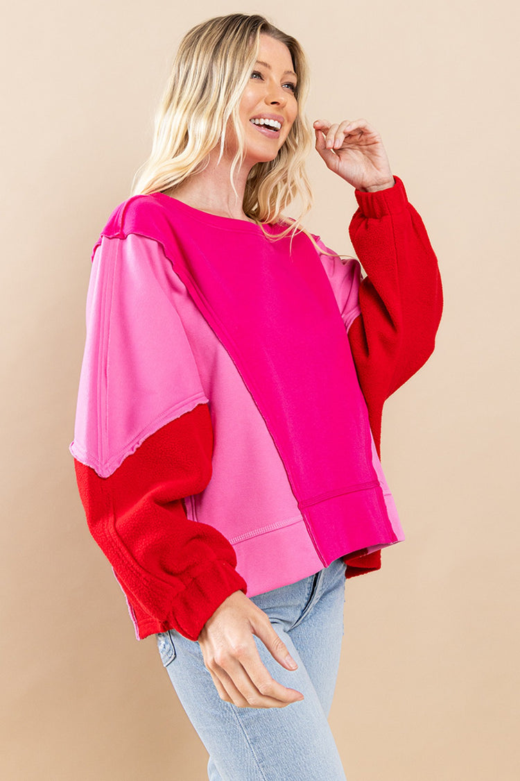 Cozy Color Block Sweatshirt