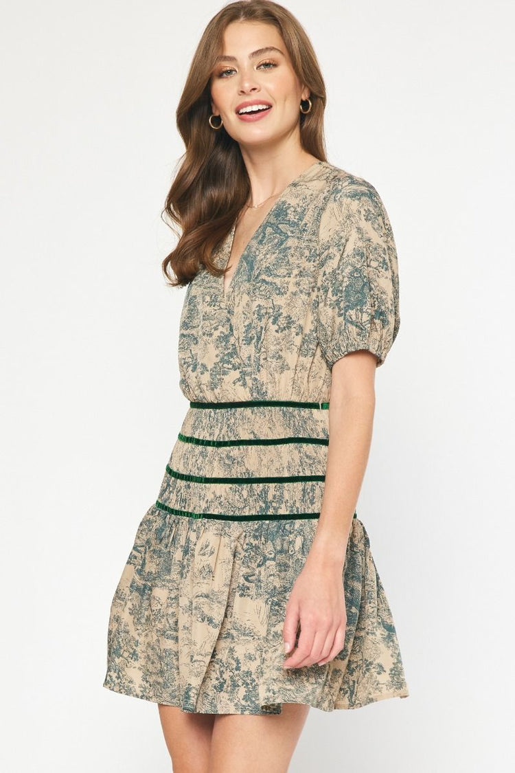 Forest Toile Mini Dress