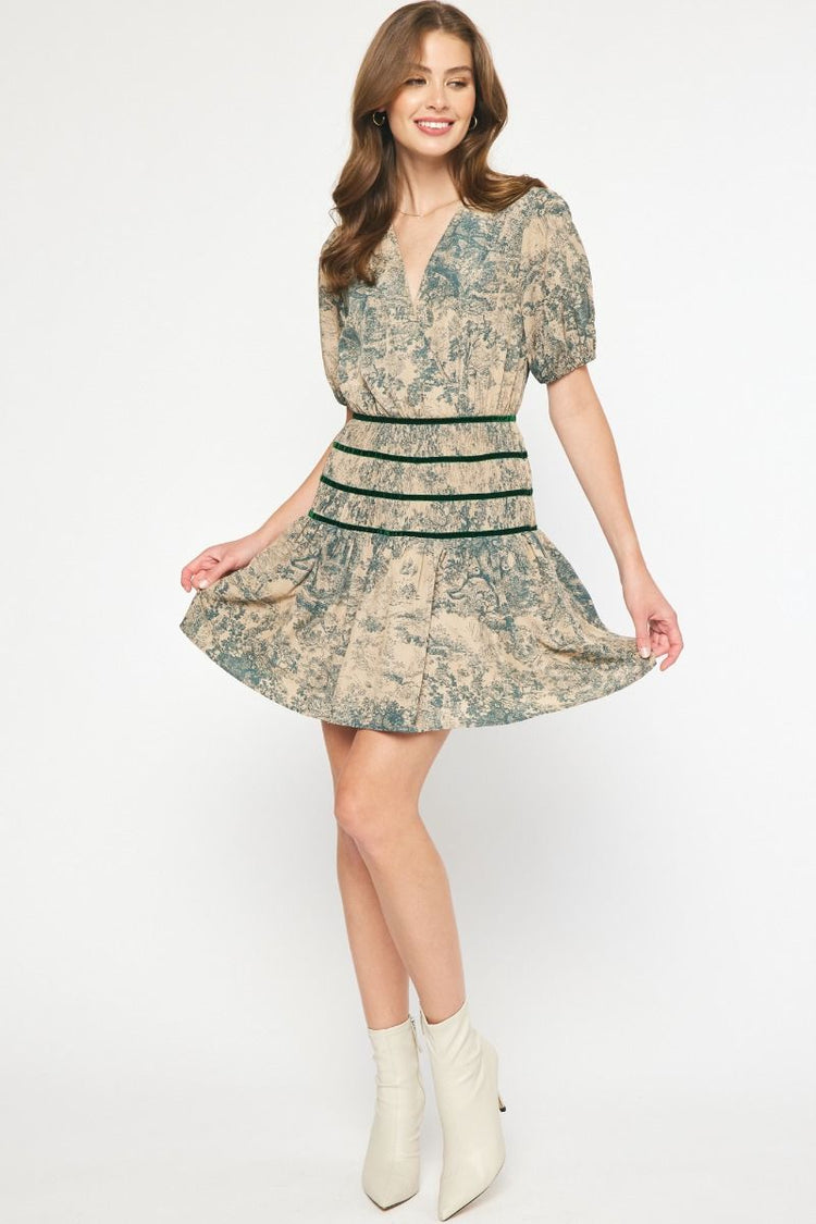 Forest Toile Mini Dress