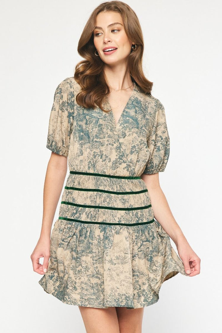 Forest Toile Mini Dress