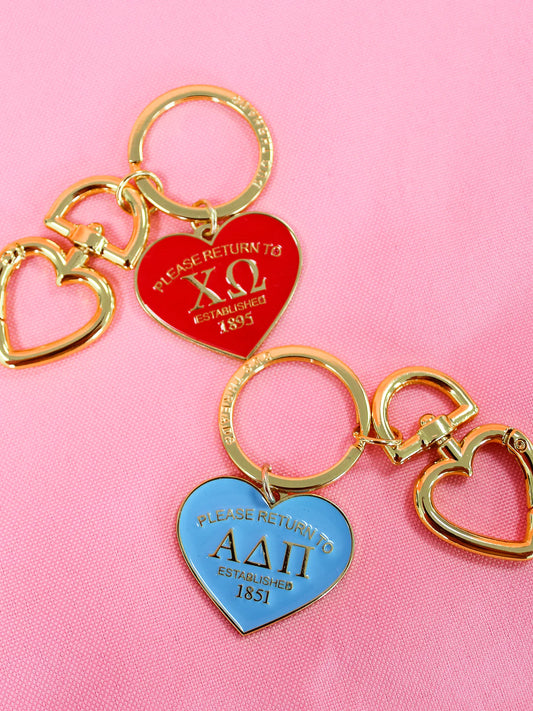 "Return To" Enamel Heart Keychain