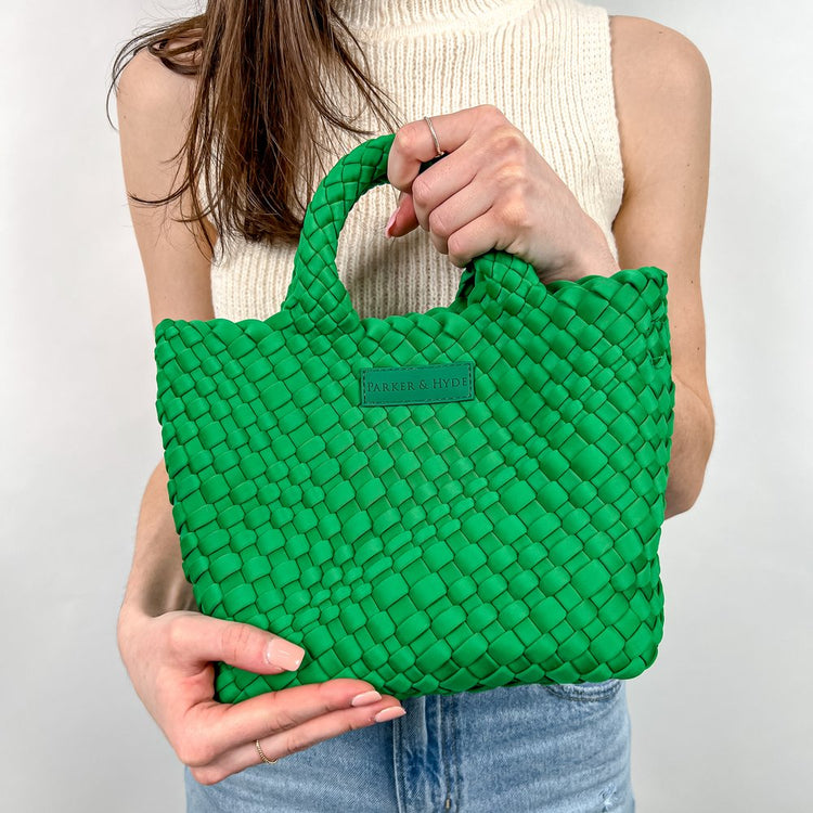 Kelly Green Woven Mini Tote