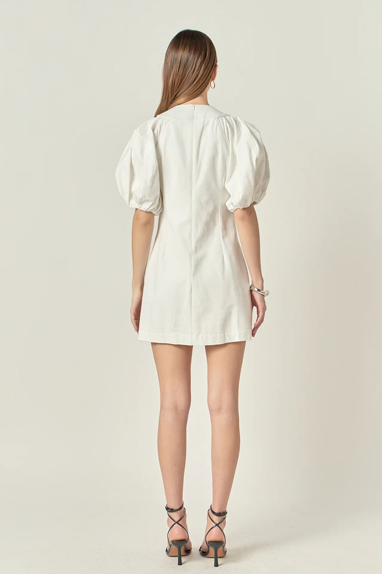 Laced Up Puff Sleeve Mini Dress