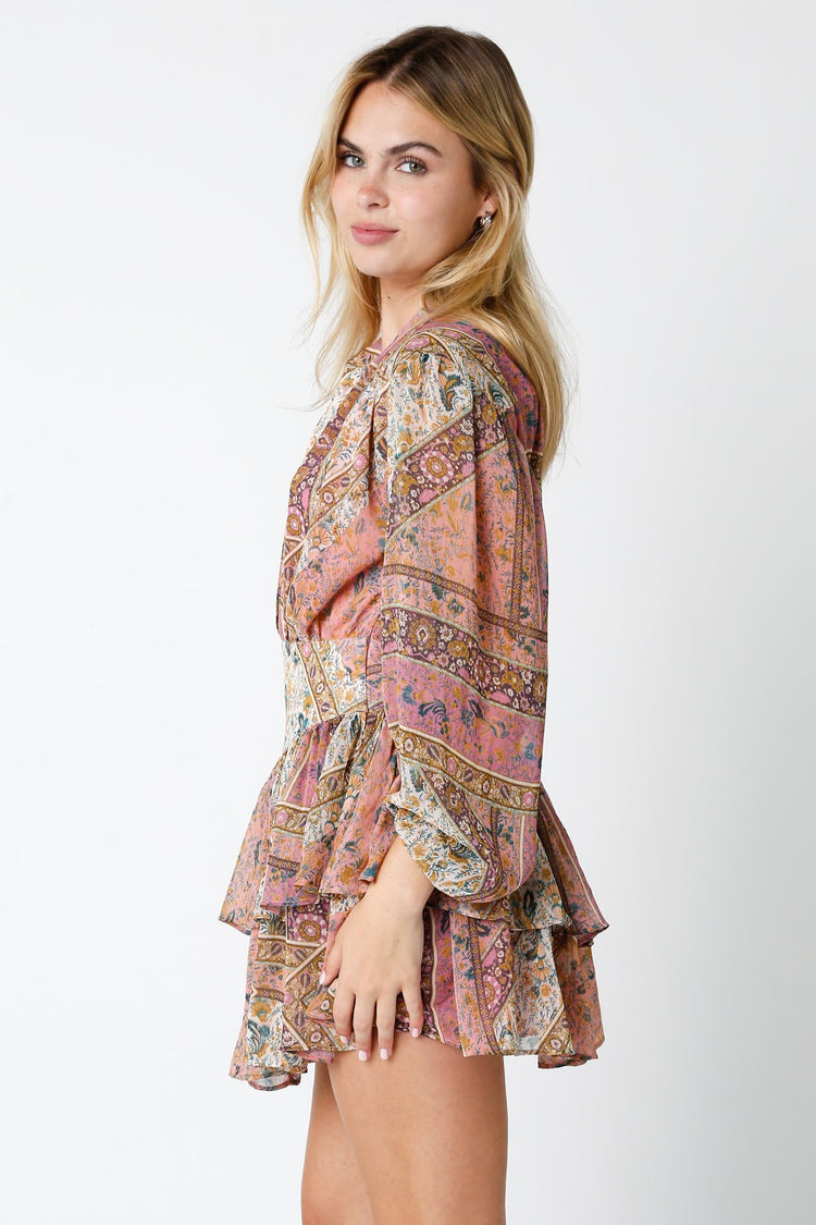 Paisley Long Sleeve Mini Dress