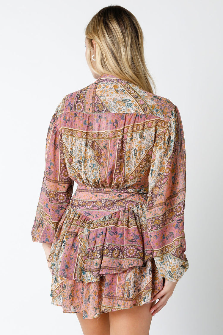 Paisley Long Sleeve Mini Dress