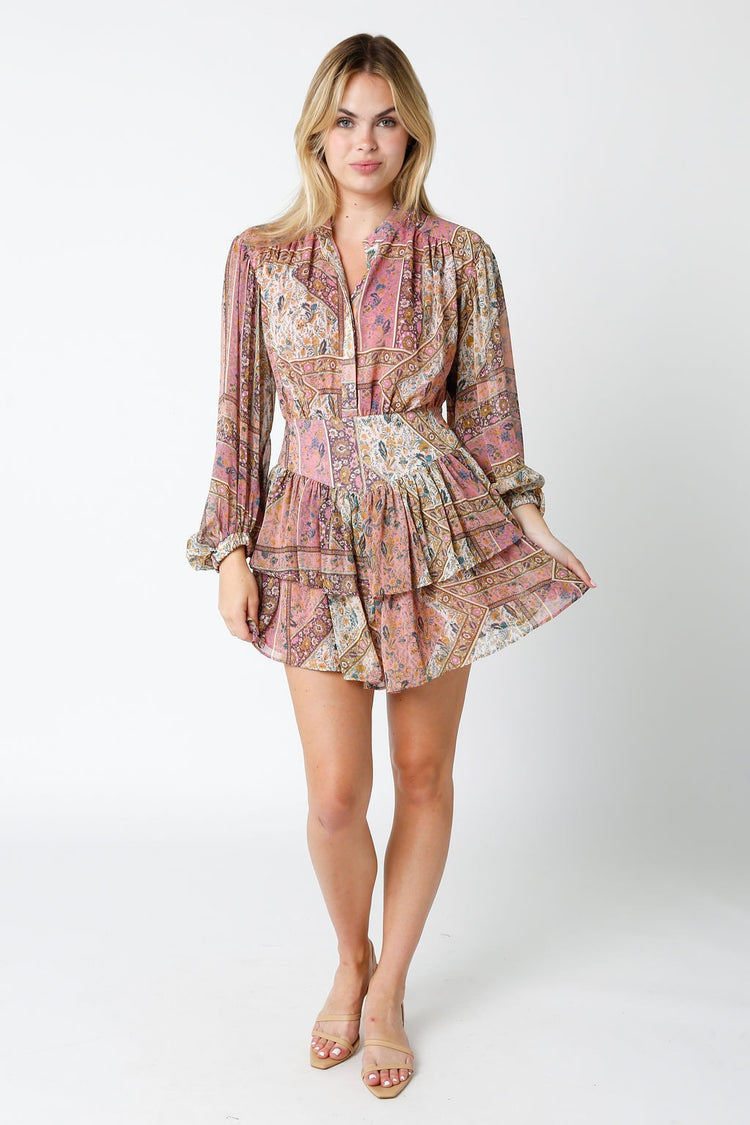 Paisley Long Sleeve Mini Dress
