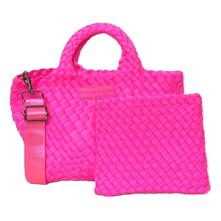 Neon Pink Woven Mini Tote