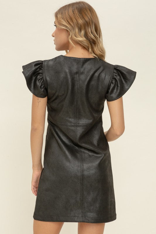 Black Faux Leather Dress