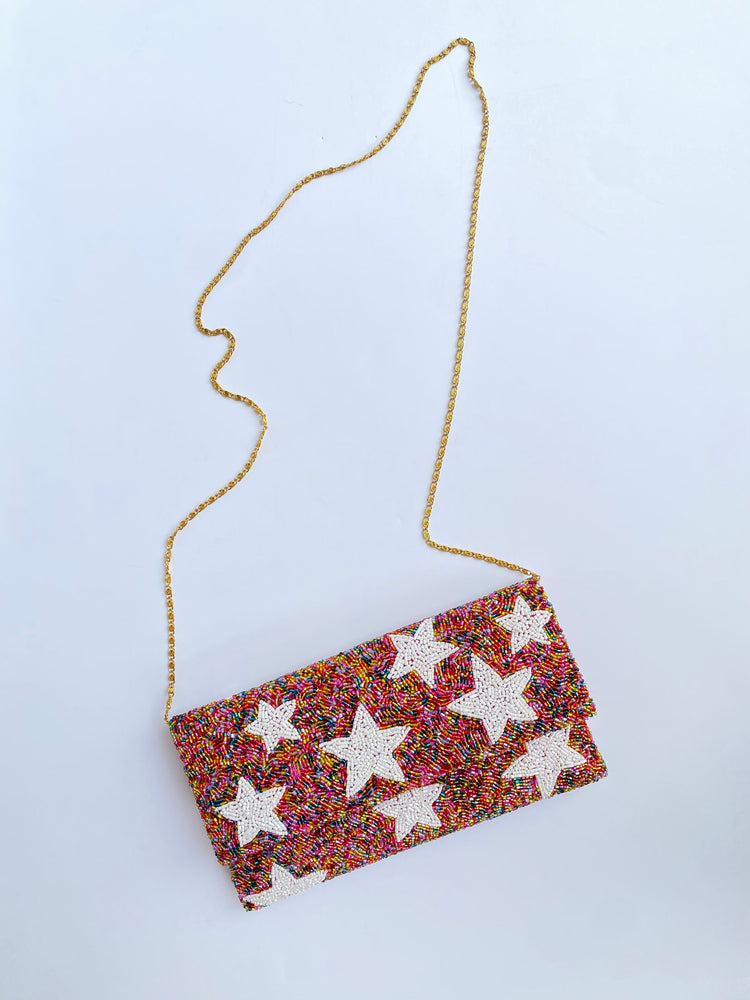 Confetti Star Beaded Clutch