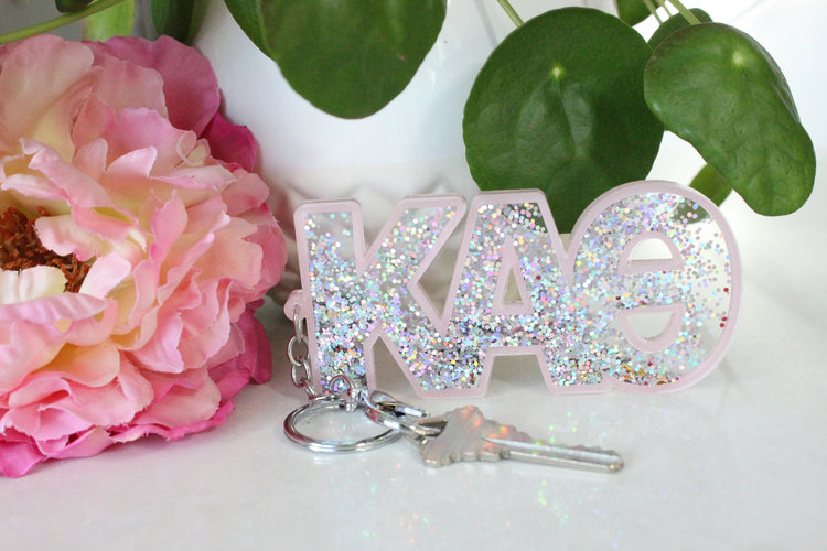 Glitter Greek Keychain