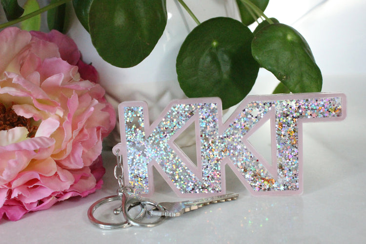 Glitter Greek Keychain
