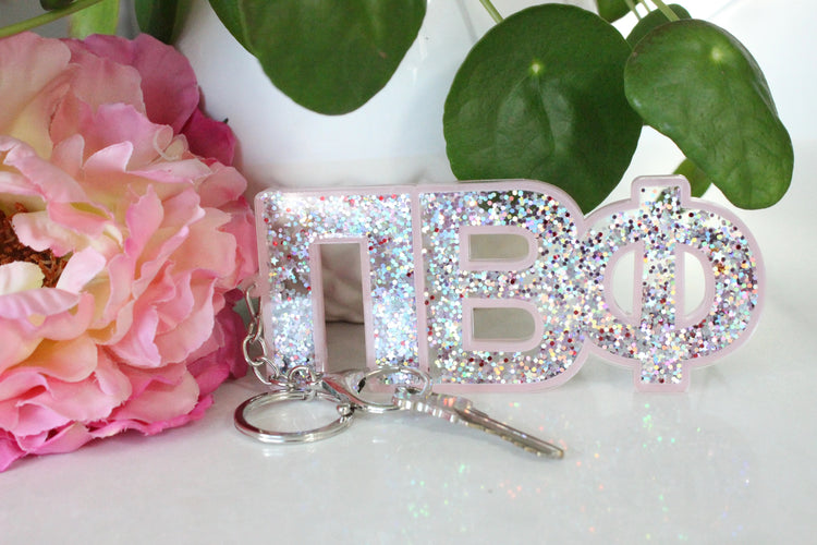 Glitter Greek Keychain