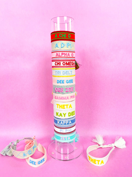 Sorority Embroidered Tassel Bracelet
