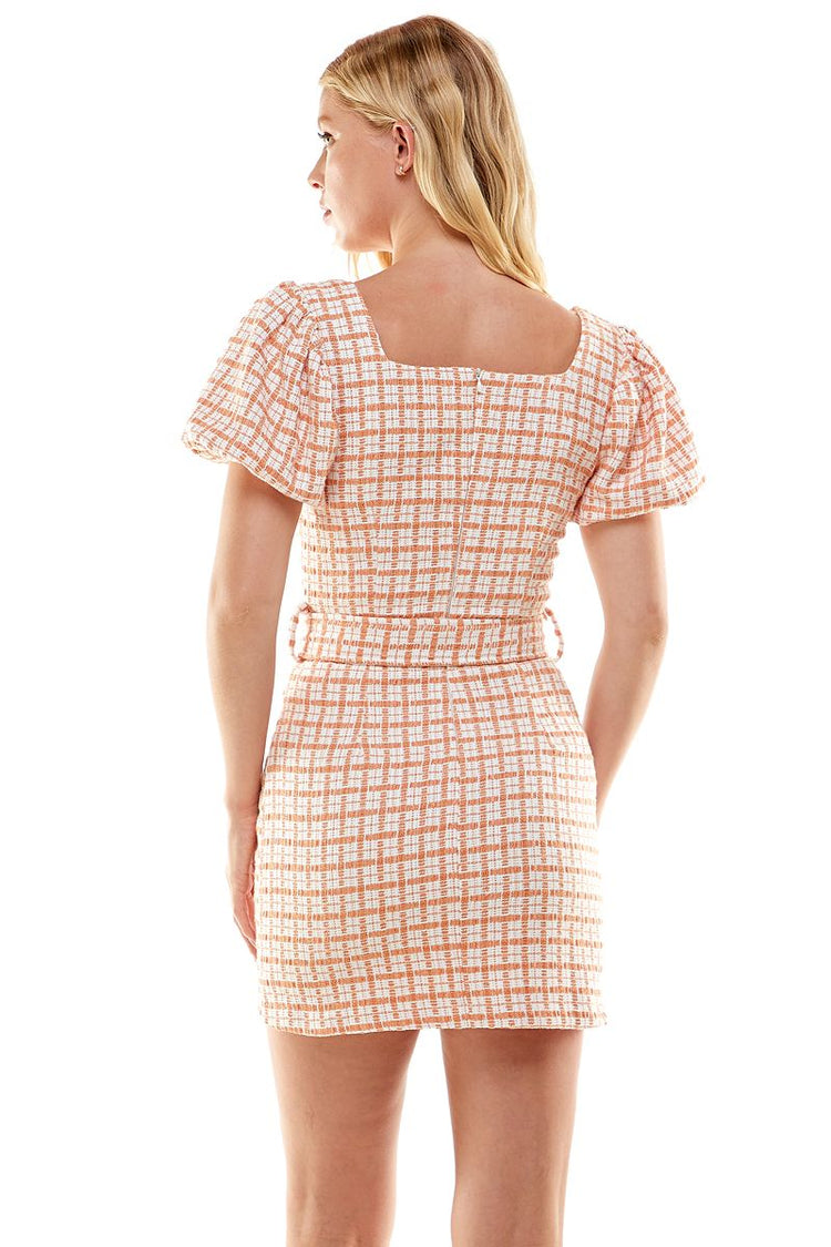 Tatum Orange Plaid Mini Dress