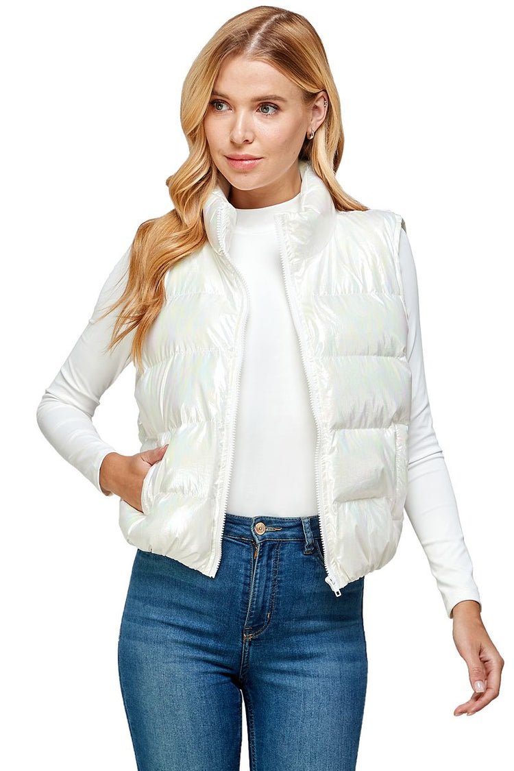 Bunny Iridescent White Puffer Vest