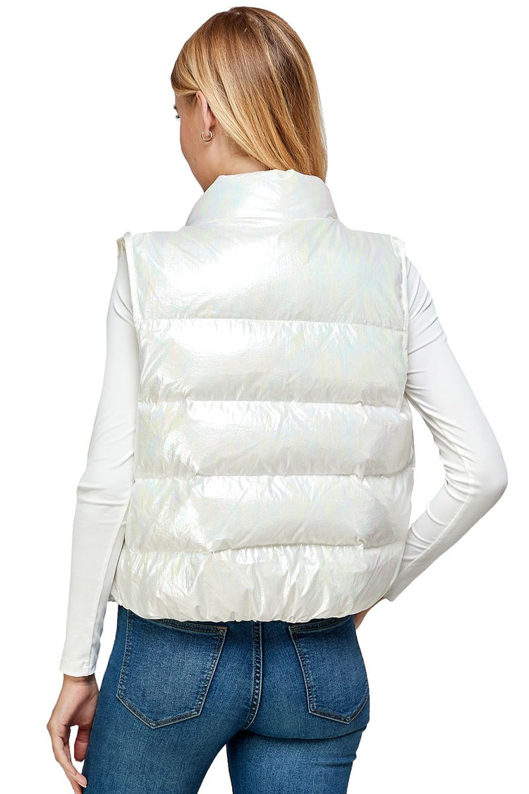 Bunny Iridescent White Puffer Vest