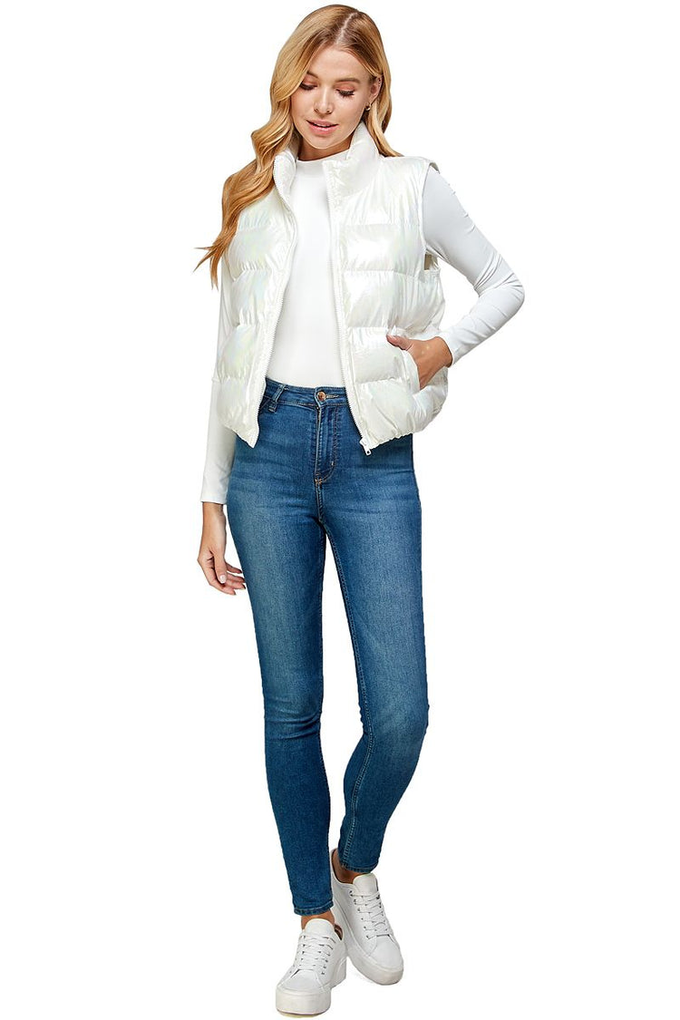 Bunny Iridescent White Puffer Vest