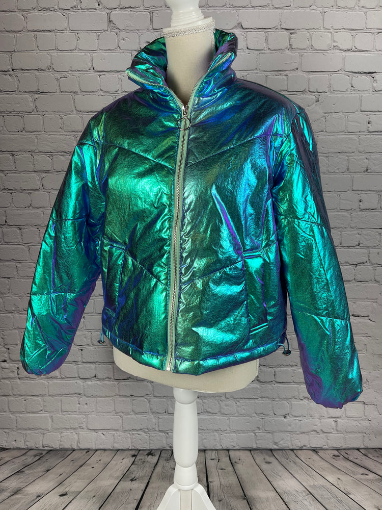 Perrie Metallic Teal Puffer Jacket