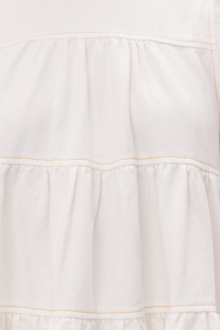 Karis White Tiered Denim Dress