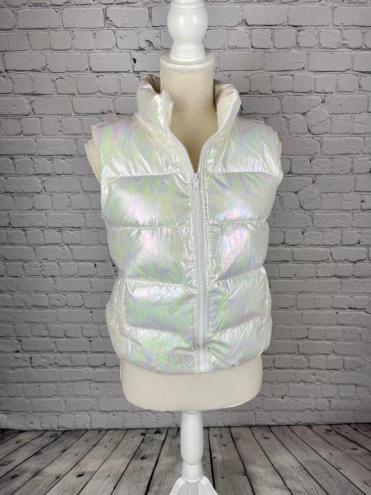 Bunny Iridescent White Puffer Vest