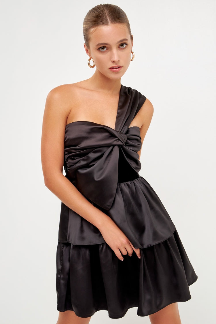Blair Velvet Satin Bow Tie Mini Dress