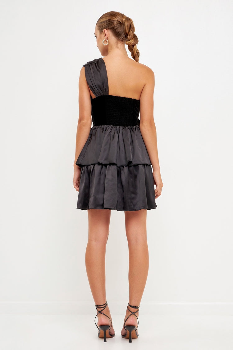 Blair Velvet Satin Bow Tie Mini Dress
