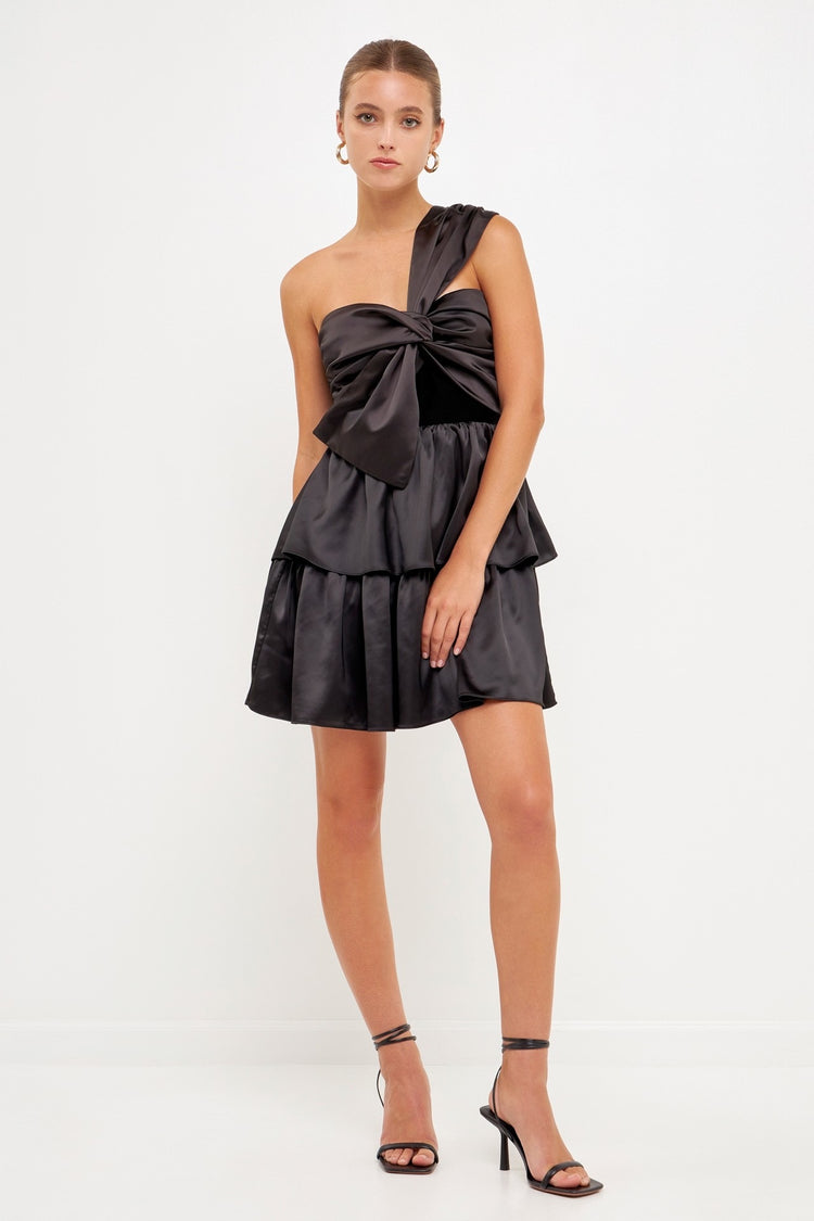 Blair Velvet Satin Bow Tie Mini Dress