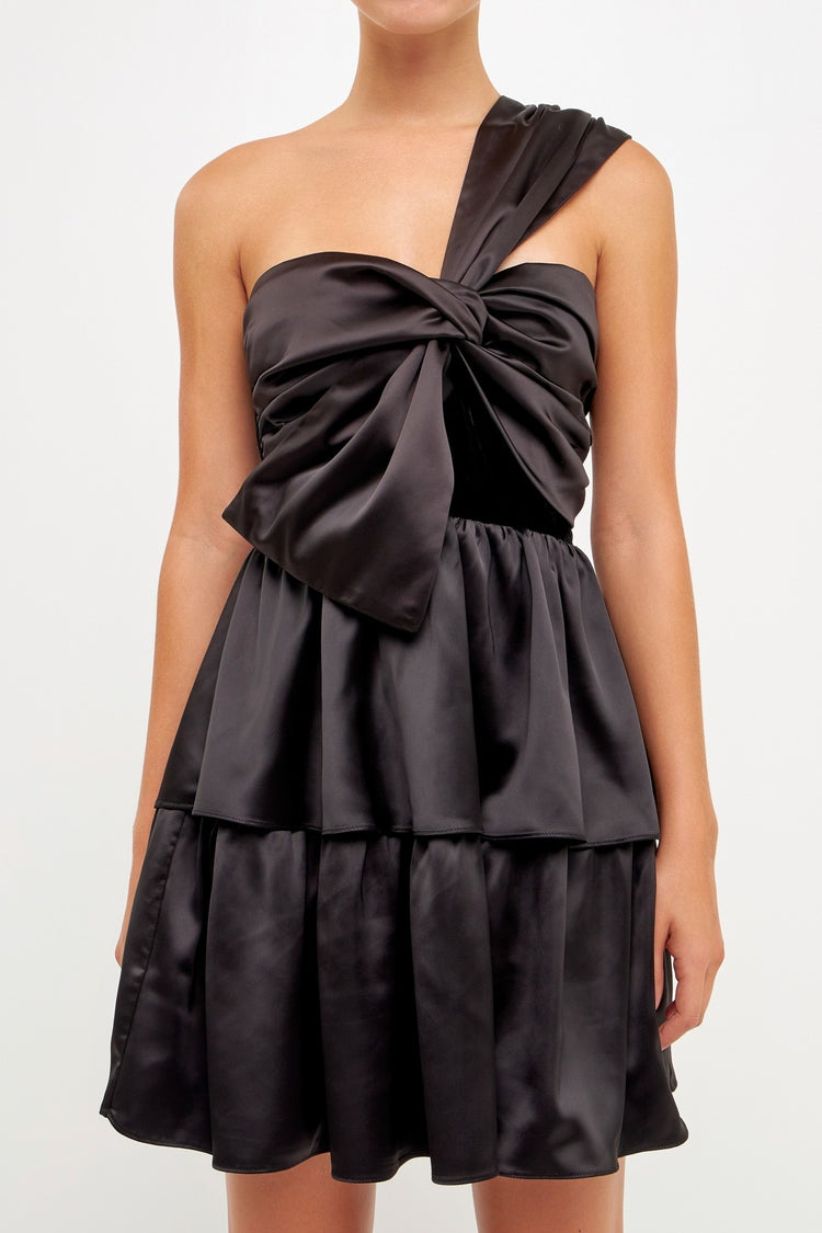 Blair Velvet Satin Bow Tie Mini Dress