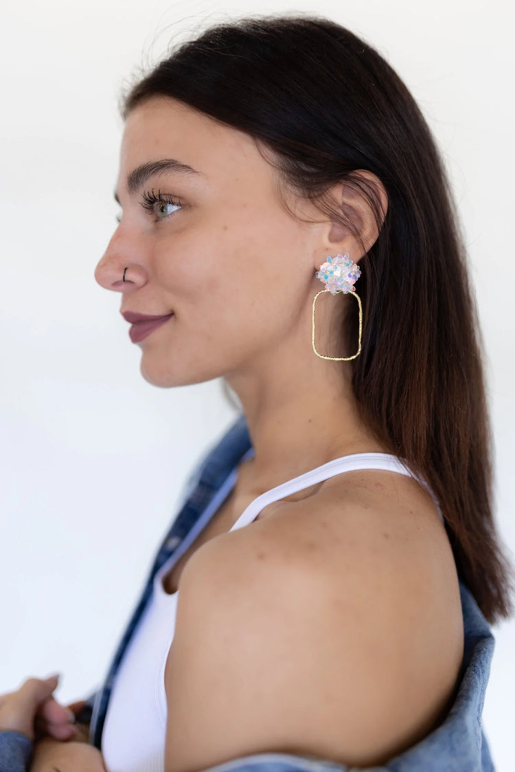 Iridescent Flower Hoops