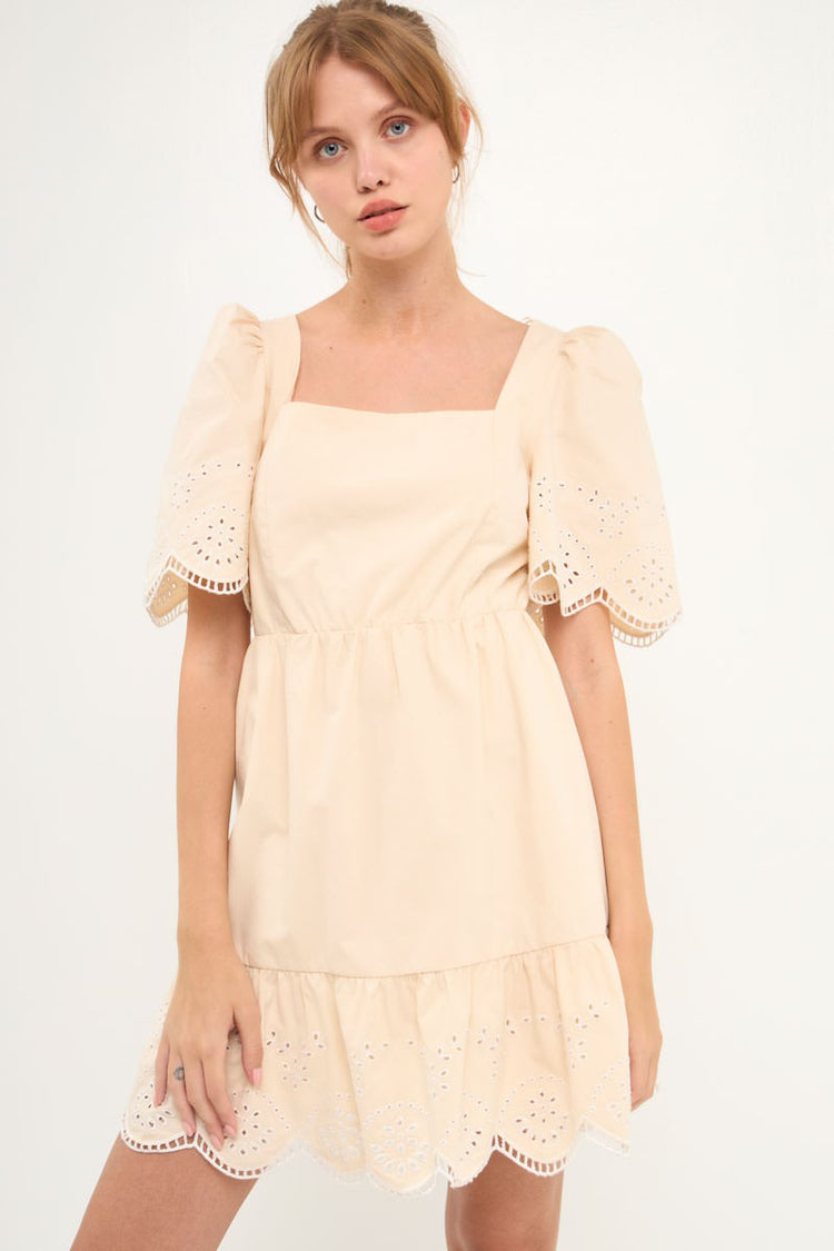The Bess Cream Eyelet Dress