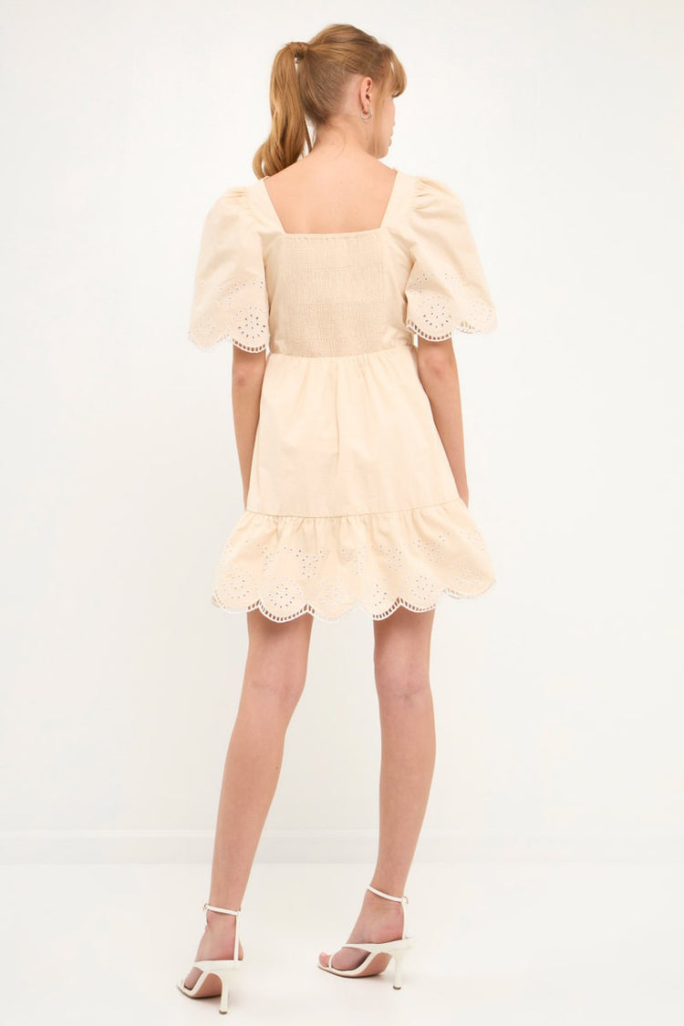 The Bess Cream Eyelet Dress