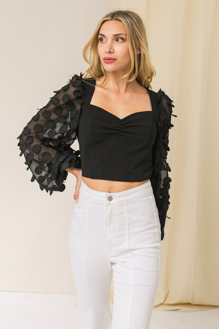Black Dots Crop Top