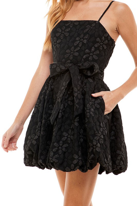 Black Floral Bubble Dress
