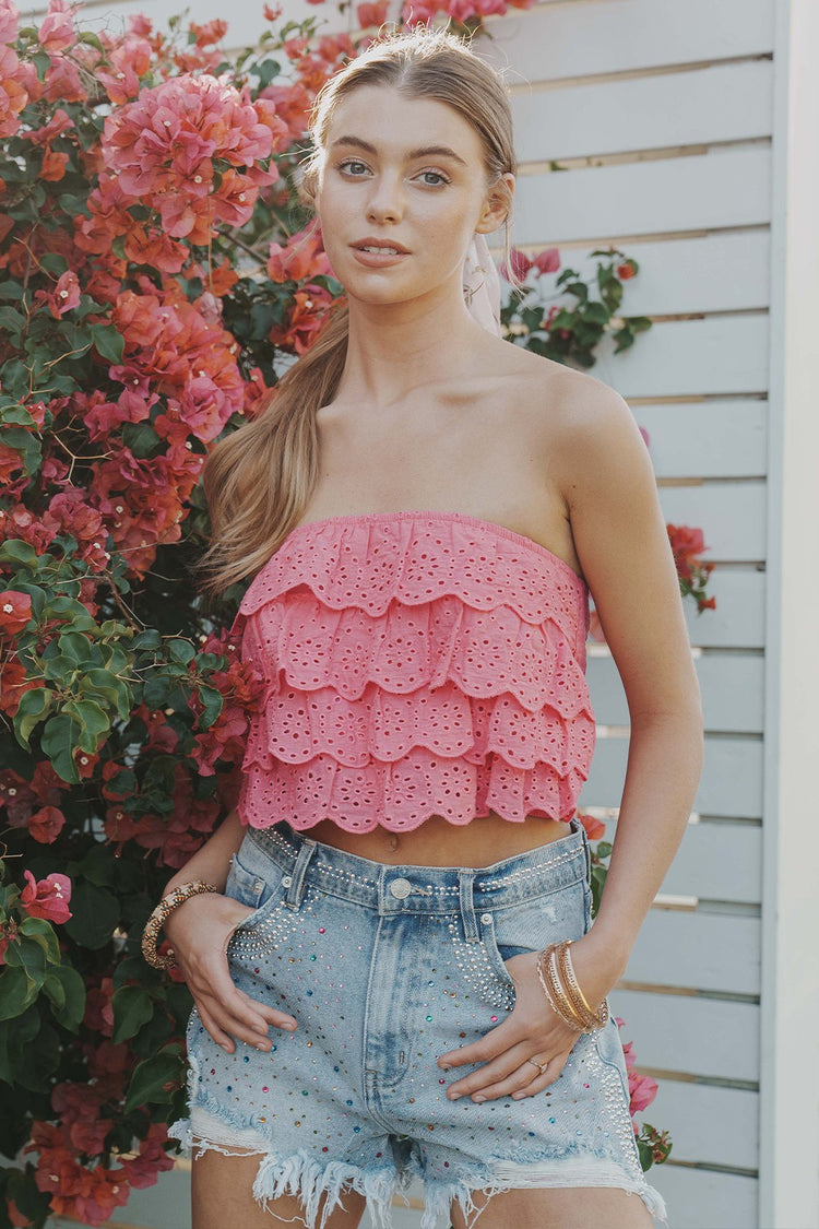 Strawberry Ruffle Crop Top